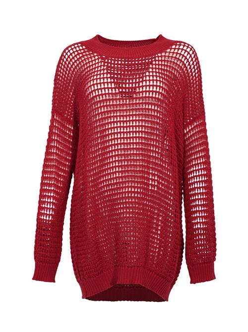 Maglia Scarlett over in lana a rete Merlot Liviana Conti | F5WA38D36-1